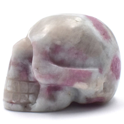 Pink Tourmaline in Quartz Crystal Skull Carving