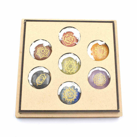 Healing Set Chakra Engraved Stone Set
