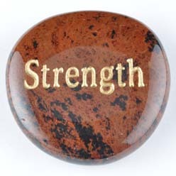 Strength Obsidian Mahogany Word Stone