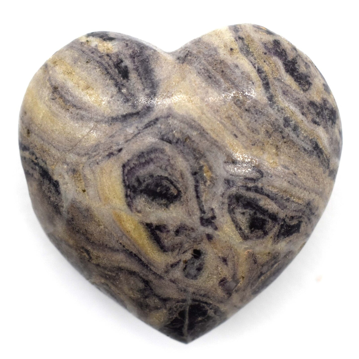 Purple Flower Jasper Heart Carving [Medium]