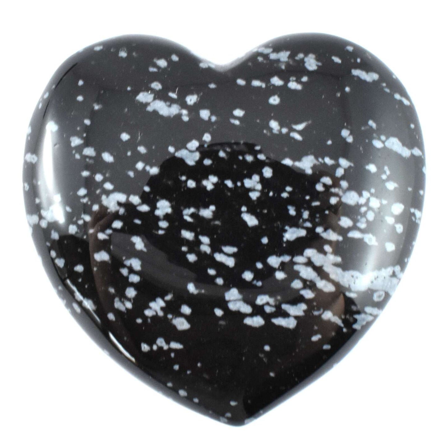 White Snowflake Obsidian Heart Carving [Medium]
