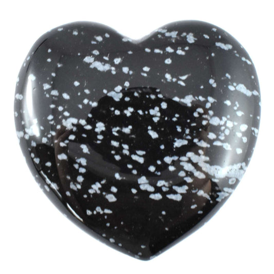 White Snowflake Obsidian Heart Carving [Medium]