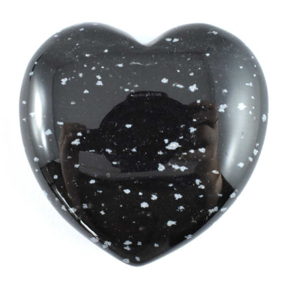 White Snowflake Obsidian Heart Carving [Medium]