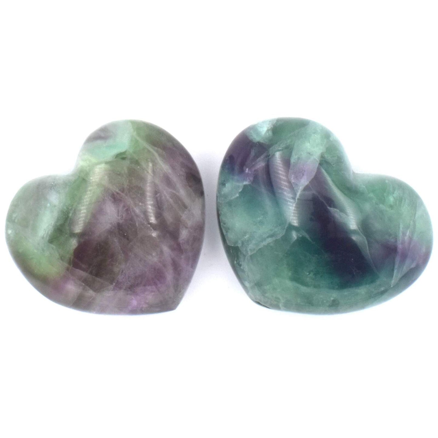 Rainbow Fluorite Heart Carving [Medium - Puffy]