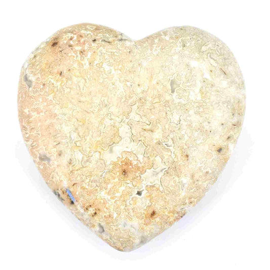 White Crazy Lace Agate Heart Carving [Medium]