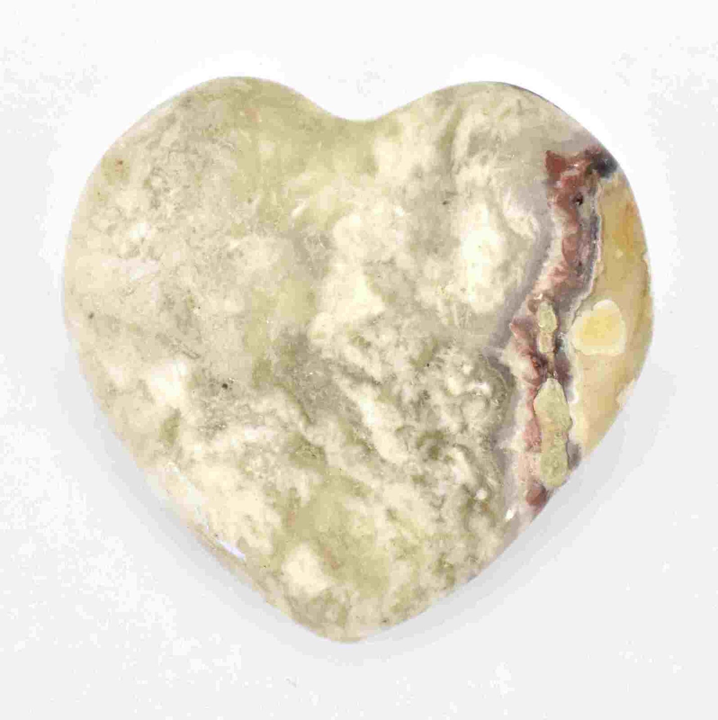 White Crazy Lace Agate Heart Carving [Medium]