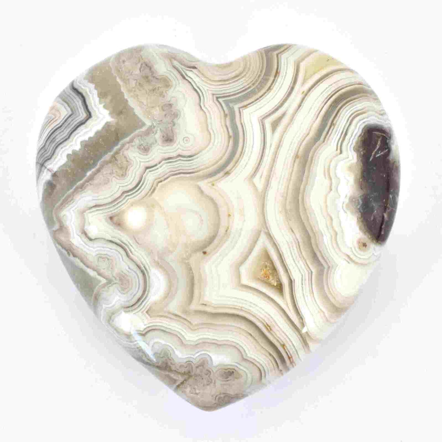 White Crazy Lace Agate Heart Carving [Medium]