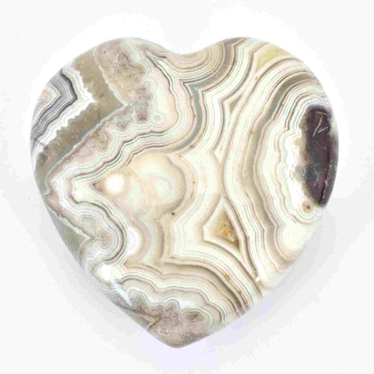 White Crazy Lace Agate Heart Carving [Medium]