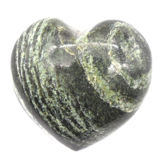 Green Jasper Zebra Heart Carving [Medium]
