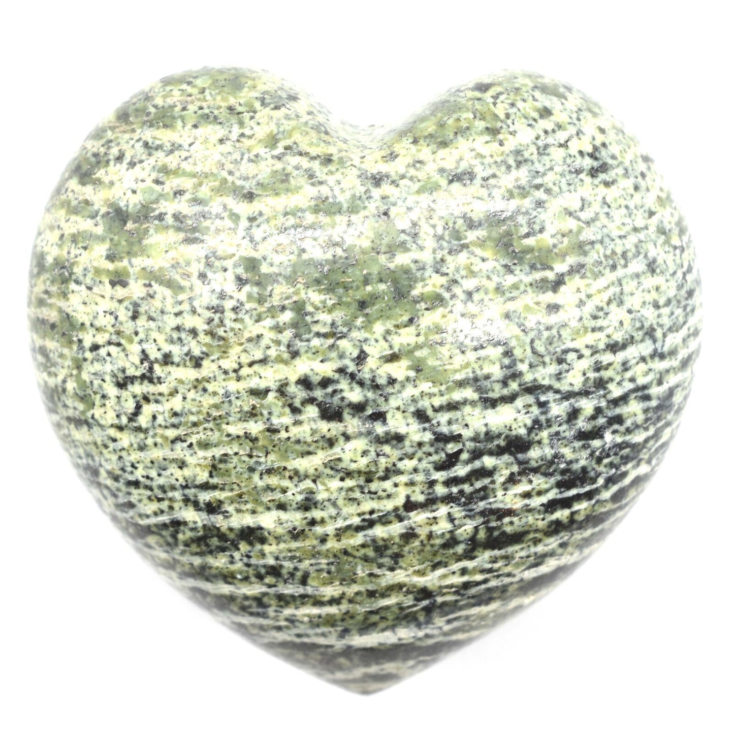 Green Jasper Zebra Heart Carving [Medium]