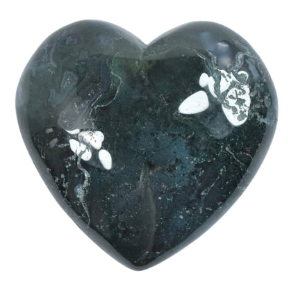 Moss Green Agate Heart Carving [Small]