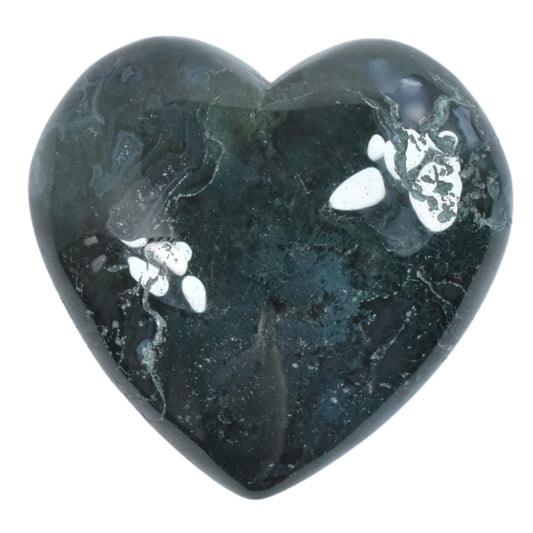 Moss Green Agate Heart Carving [Small]