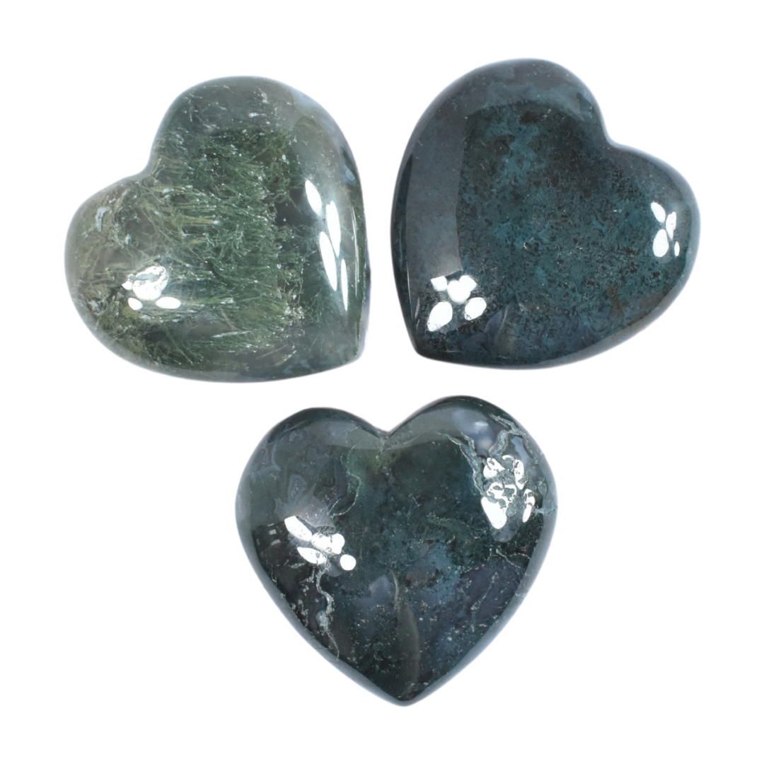 Moss Green Agate Heart Carving [Small]