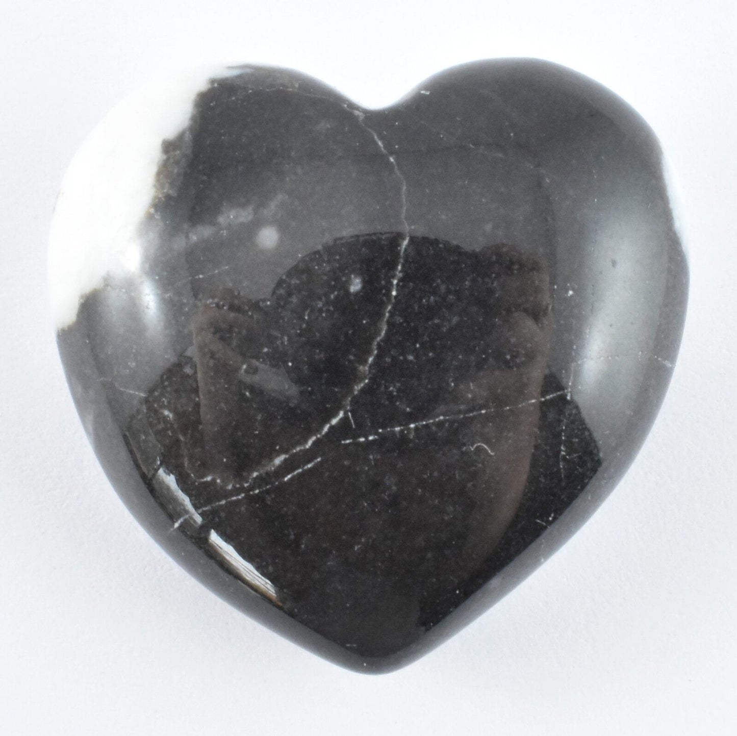 Black & White Zebra Jasper Heart Carving [Small]