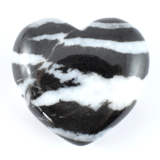 Black & White Zebra Jasper Heart Carving [Small]