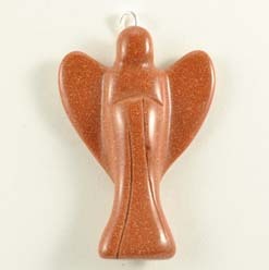 Gold Goldstone Angel Pendant Carving