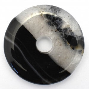 Black & White Agate Donut Pendant Carving