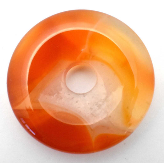 Carnelian and Quartz Donut Pendant Carving