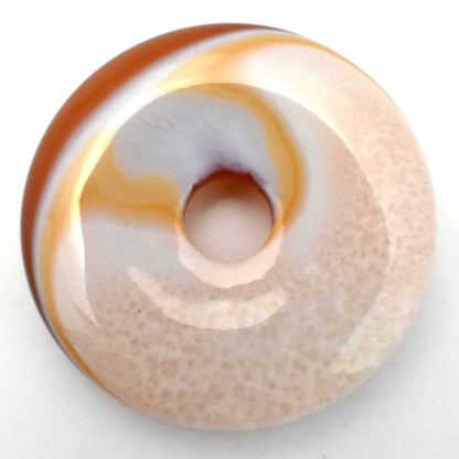 Carnelian and Quartz Donut Pendant Carving