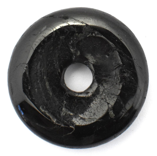 Tourmaline Black Donut Pendant Carving