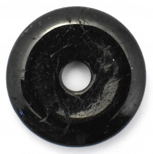 Tourmaline Black Donut Pendant Carving