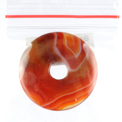 Banded Carnelian Donut Pendant Carving [Large]