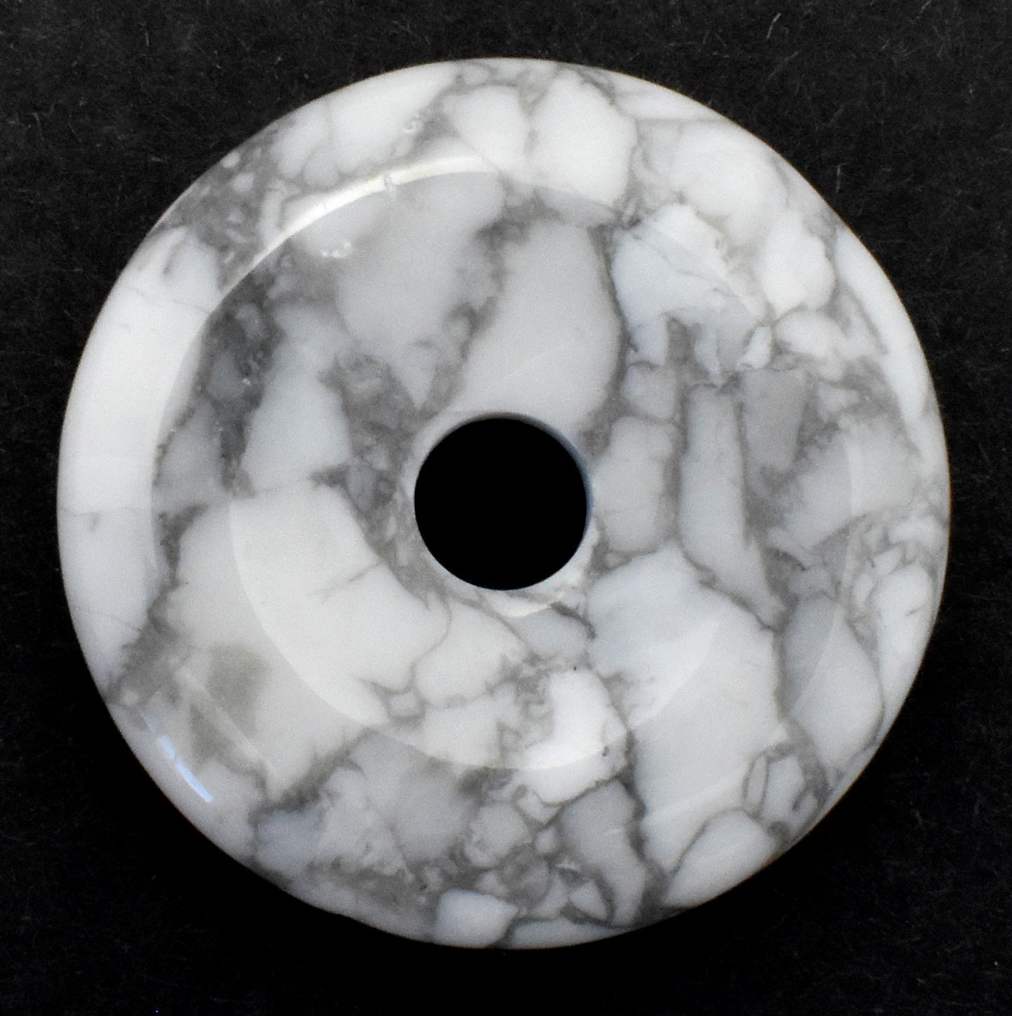 White Howlite Donut Pendant Carving