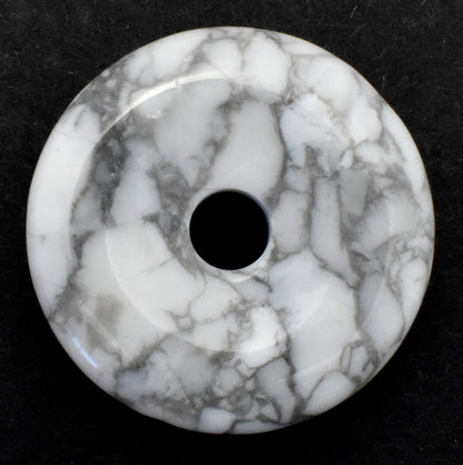 White Howlite Donut Pendant Carving