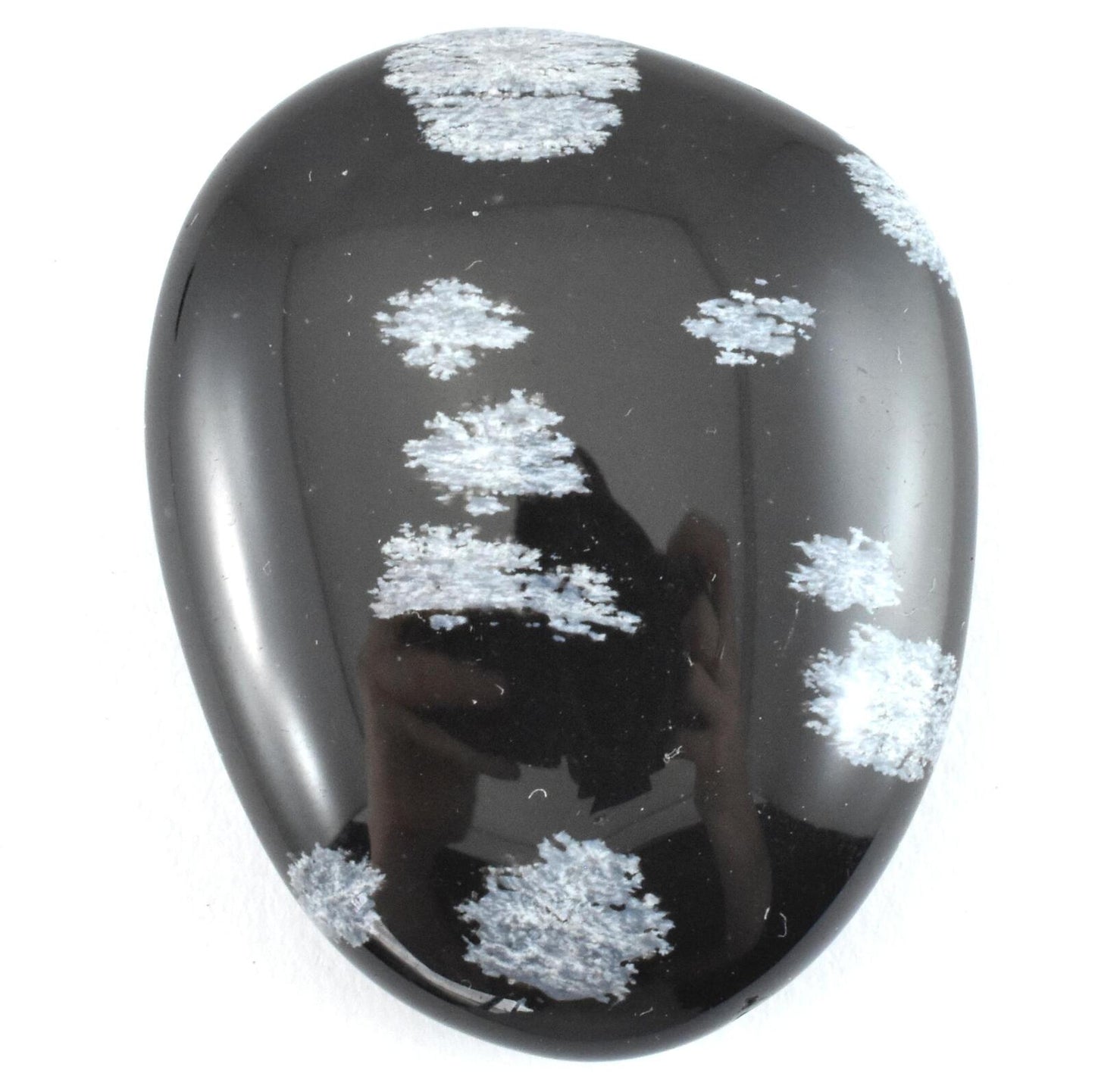 White Snowflake Obsidian Palm Stone