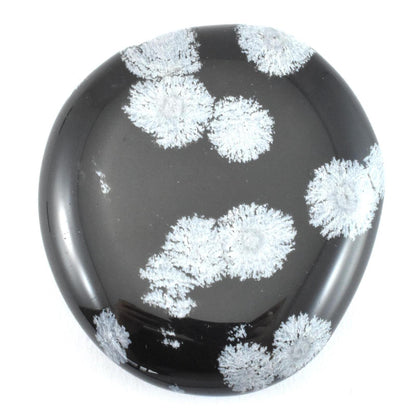 White Snowflake Obsidian Palm Stone