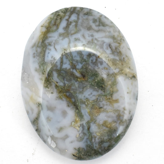 Oval Agate Green Moss Worry Stone