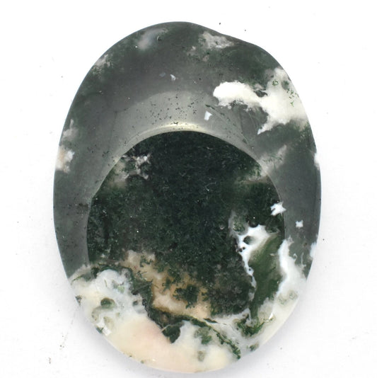Oval Agate Green Moss Worry Stone
