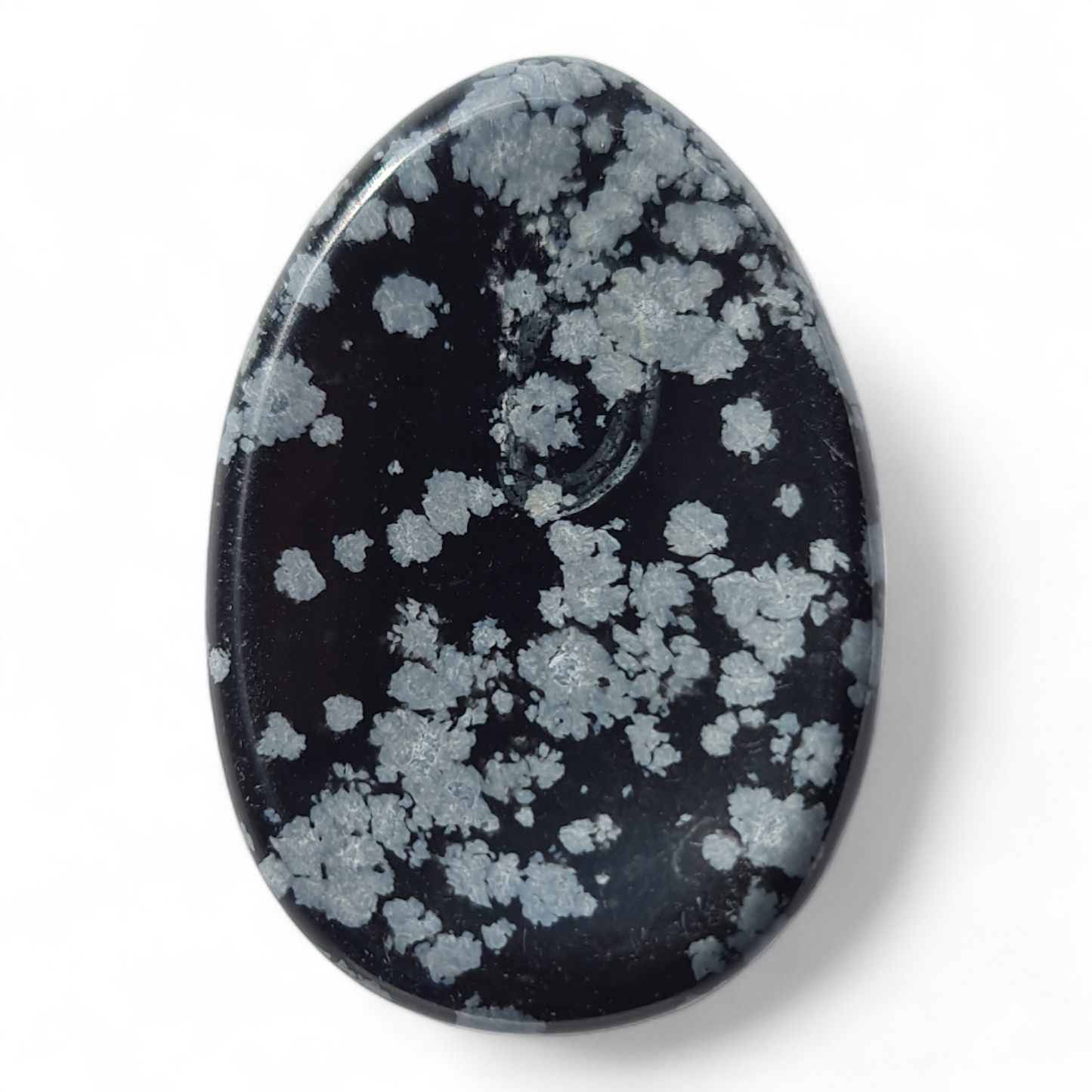 Oval Obsidian Snowflake Worry Stone