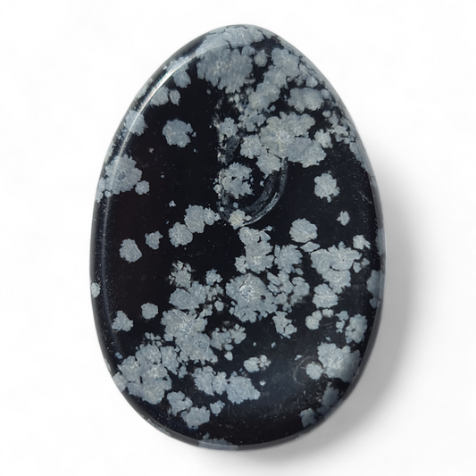 Oval Obsidian Snowflake Worry Stone