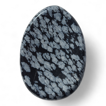 Oval Obsidian Snowflake Worry Stone