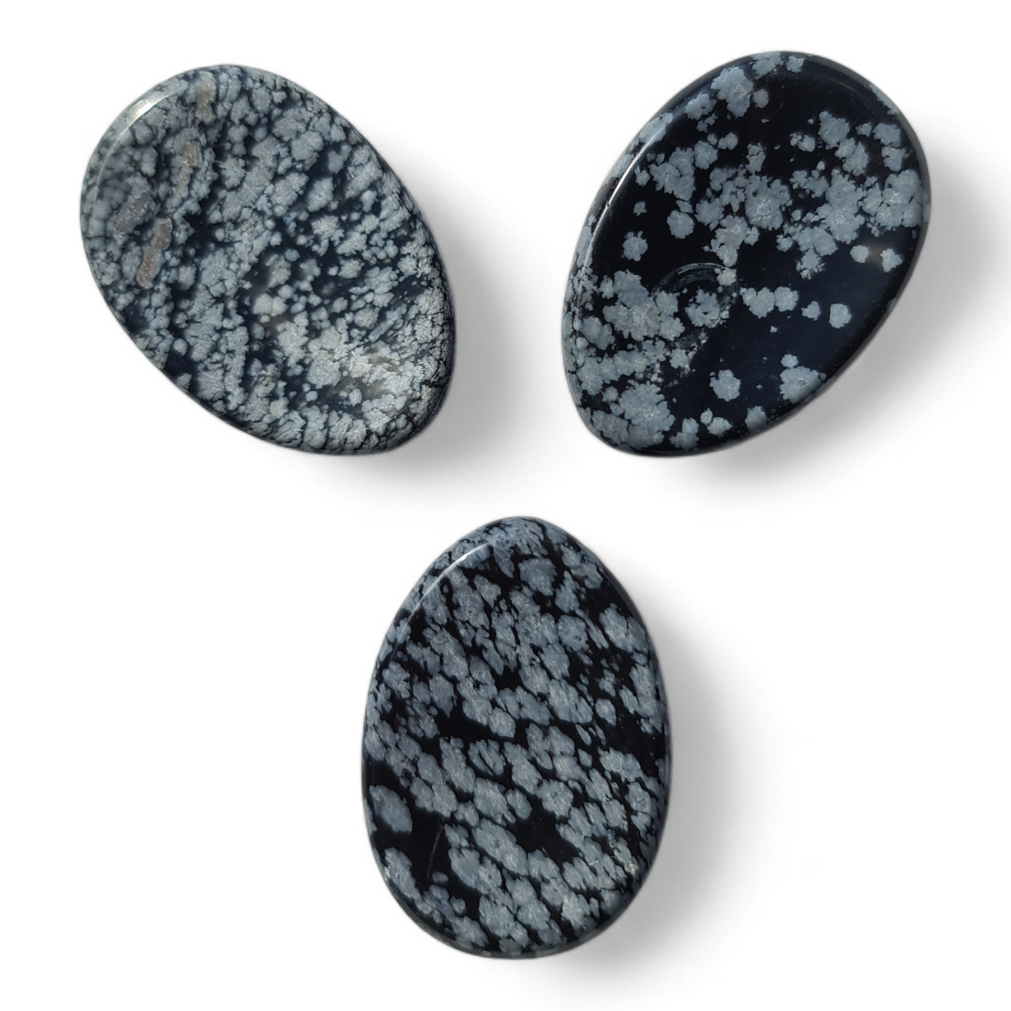 Oval Obsidian Snowflake Worry Stone