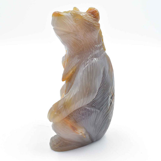 Agate Geode Bear Carving