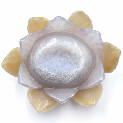 Agate Geode Lotus Flower Carving
