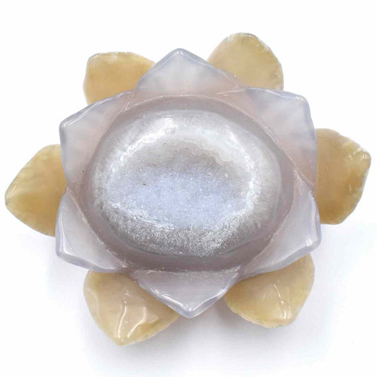 Agate Geode Lotus Flower Carving