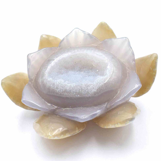 Agate Geode Lotus Flower Carving