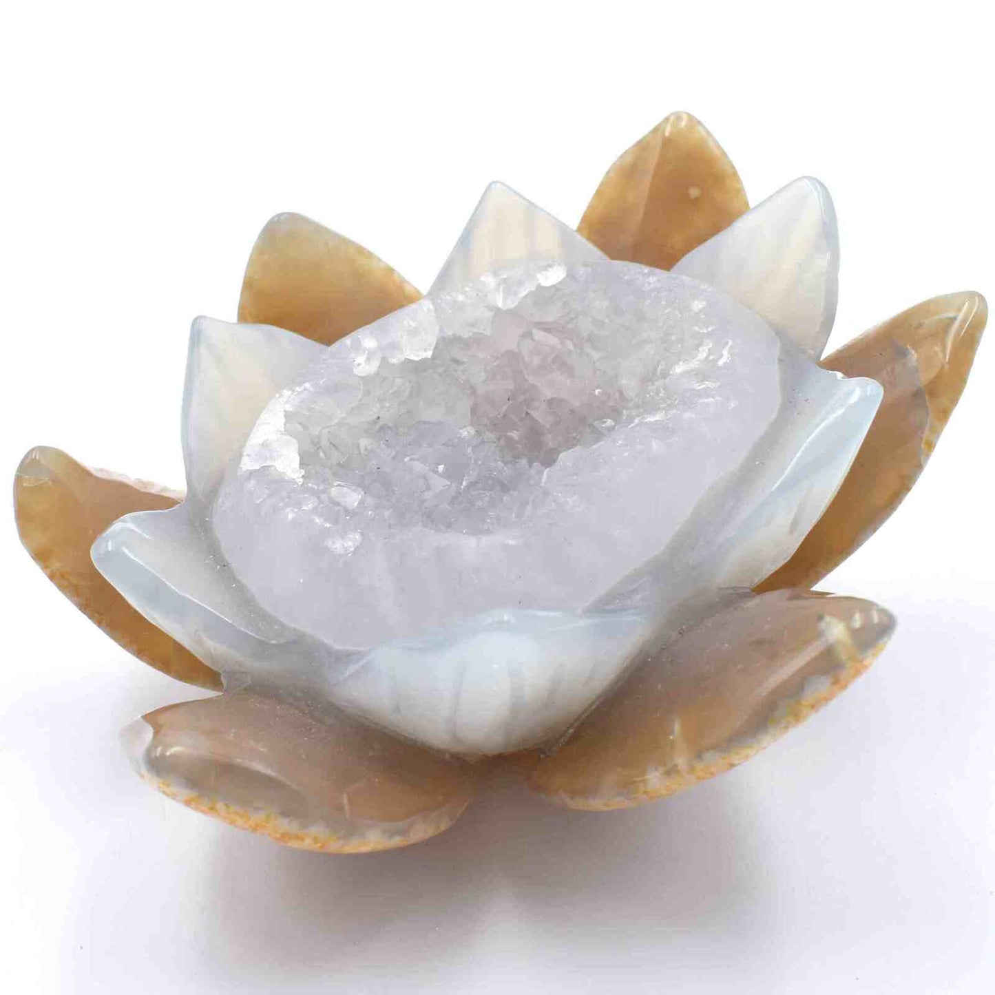 Agate Geode Lotus Flower Carving