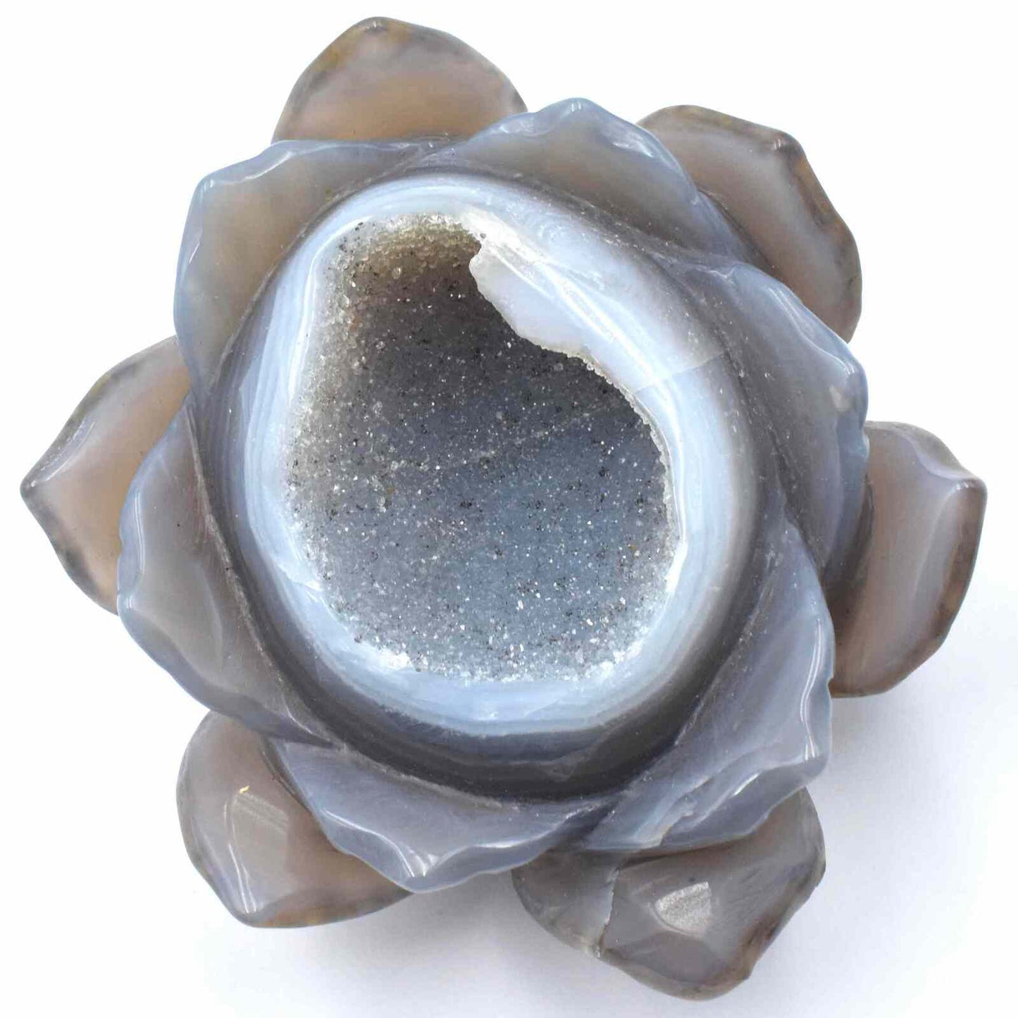 Agate Geode Lotus Flower Carving
