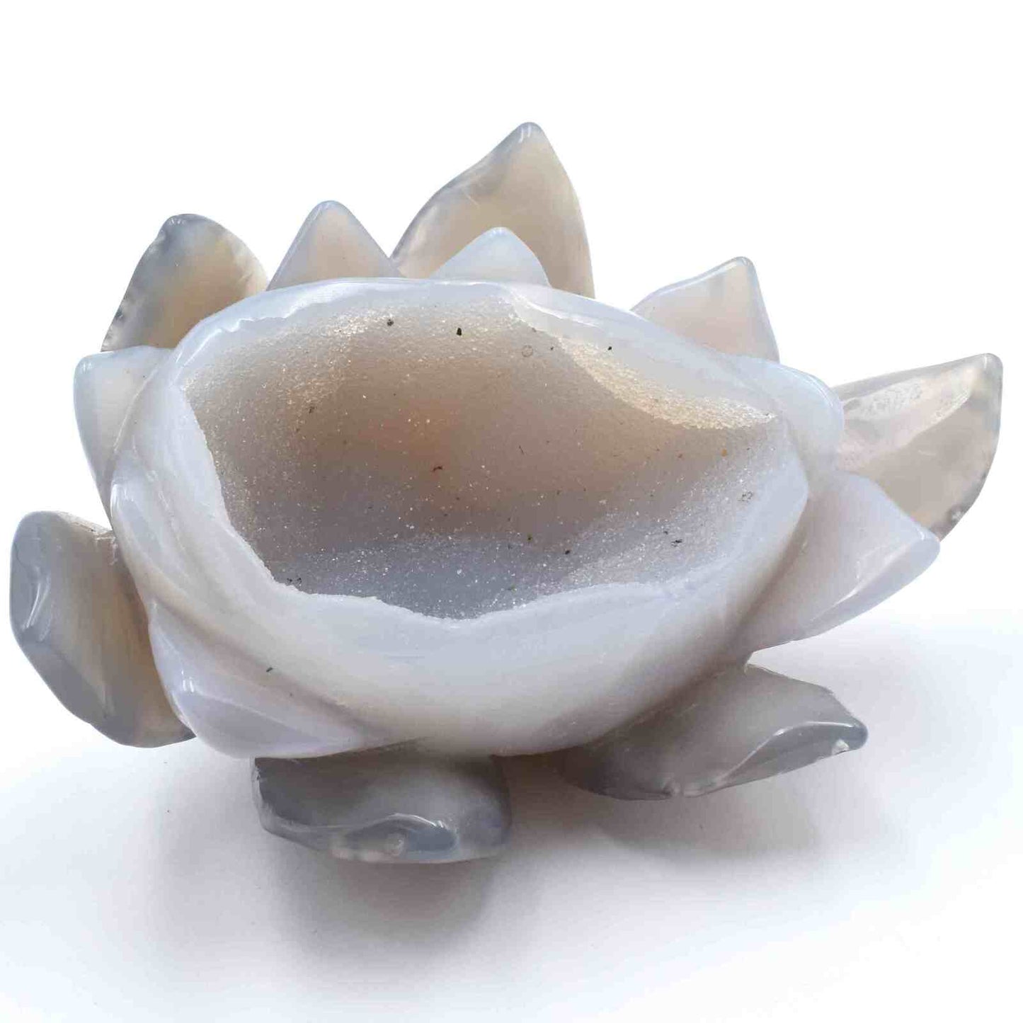Agate Geode Lotus Flower Carving