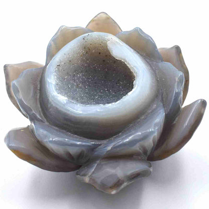 Agate Geode Lotus Flower Carving