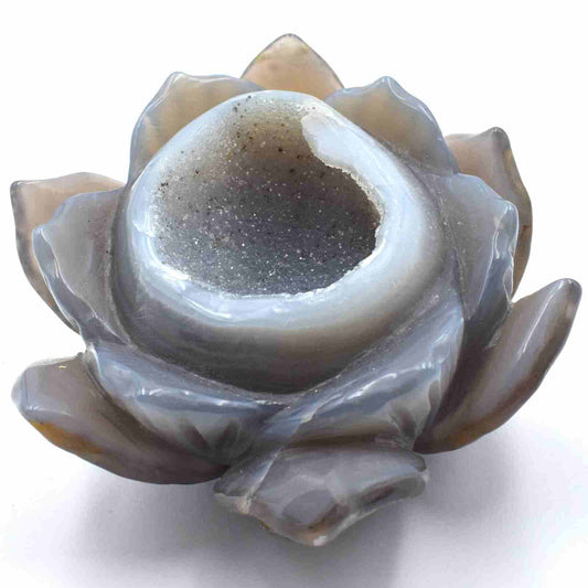 Agate Geode Lotus Flower Carving