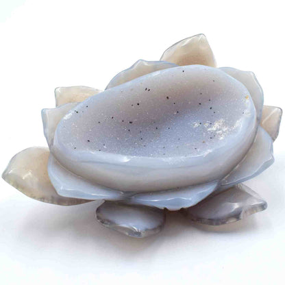 Agate Geode Lotus Flower Carving