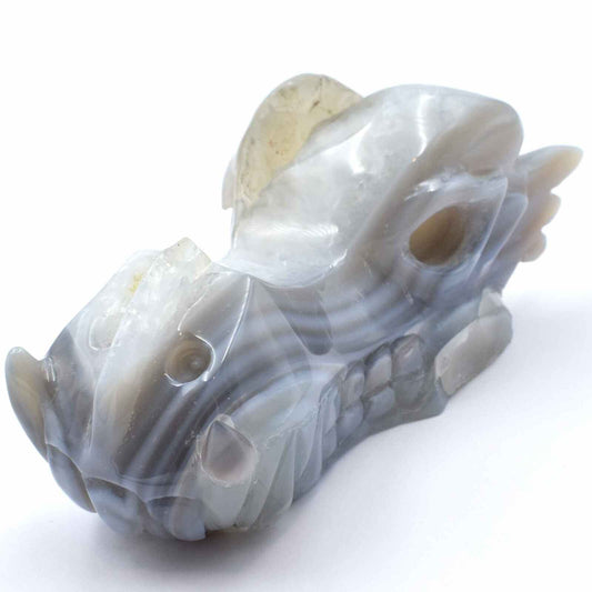 Agate Geode Dragon Head Carving