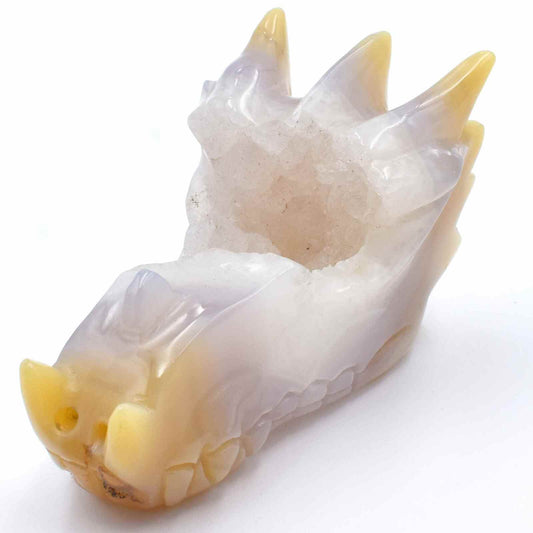 Agate Geode Dragon Head Carving