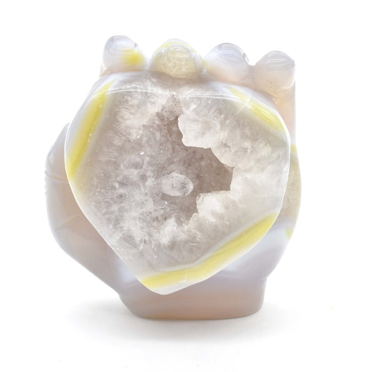 Agate Geode Hand of Buddha Carving